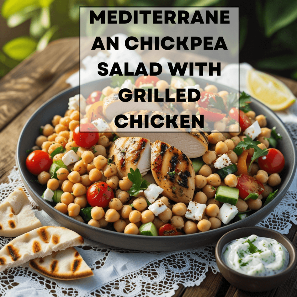 Mediterranean Chickpea Salad with Grilled Chicken